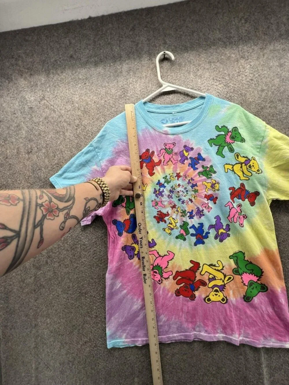 Liquid Blue Shirt Mens Large Tie Dye Grateful Dead Dancing Bears Graphic Tee